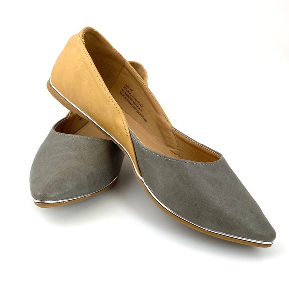Maurices Shoes - Maurice’s Pointed Toe Flats Gray / Tan / Silver